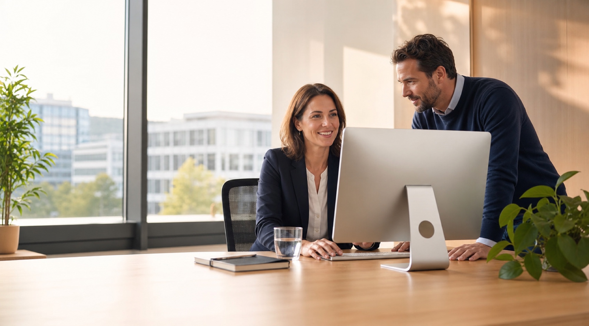HR-Verantwortliche arbeiten gemeinsam an einem Computer
